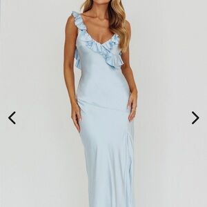 Selfie Leslie light blue ruffle maxi dress